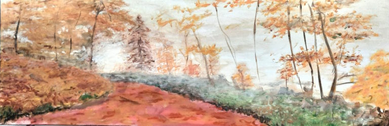 Herfstochtend 100x35 cm - Acryl op canvas - 150 euro